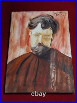 ALFONS MUCHA OIL ON CANVAS PAINTING Signed And Stamped Vtg Art