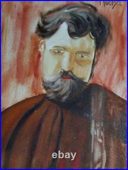 ALFONS MUCHA OIL ON CANVAS PAINTING Signed And Stamped Vtg Art