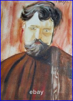 ALFONS MUCHA OIL ON CANVAS PAINTING Signed And Stamped Vtg Art