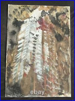 ANSELM KIEFER drawing and painting on old paper signed stamped vintage