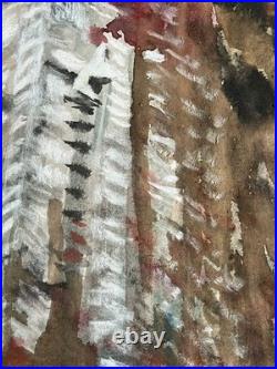 ANSELM KIEFER drawing and painting on old paper signed stamped vintage