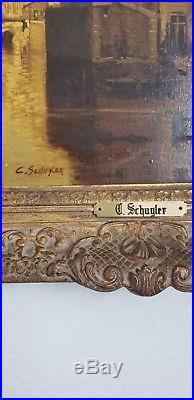 ANTIQUE Dutch School Oil on Canvas Framed & Signed Painting