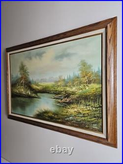 ART Large Vintage Original Signed J. Sanders Oil Painting 41.5x29.5 Framed Art ART Large Vintage Original Signed J. Sanders Oil Painting 41.5x29.5 Framed Art