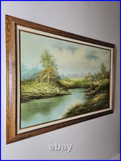 ART Large Vintage Original Signed J. Sanders Oil Painting 41.5x29.5 Framed Art