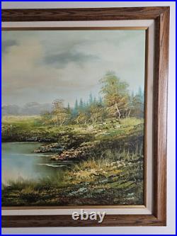 ART Large Vintage Original Signed J. Sanders Oil Painting 41.5x29.5 Framed Art