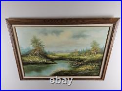 ART Large Vintage Original Signed J. Sanders Oil Painting 41.5x29.5 Framed Art