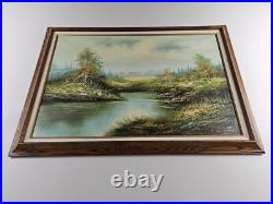 ART Large Vintage Original Signed J. Sanders Oil Painting 41.5x29.5 Framed Art