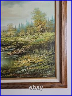 ART Large Vintage Original Signed J. Sanders Oil Painting 41.5x29.5 Framed Art