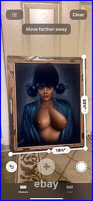 ART Vintage Nude Woman Velvet Painting 22X18 Signed. Framed. Hencho de Mexico