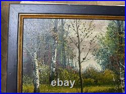 A Daini Trees And Stream Landscape Scene Oil Painting Signed And Framed