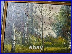 A Daini Trees And Stream Landscape Scene Oil Painting Signed And Framed