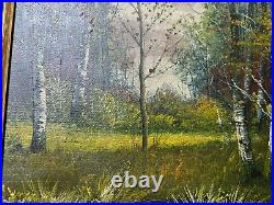 A Daini Trees And Stream Landscape Scene Oil Painting Signed And Framed