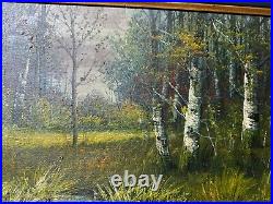 A Daini Trees And Stream Landscape Scene Oil Painting Signed And Framed