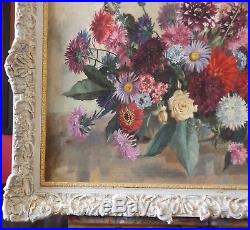 A NICKLOSKY Vintage 1950s Oil Painting Flowers / Roses in Vase. Signed