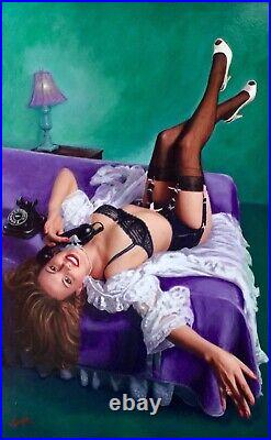 A RIGHT NUMBER Vintage Redhead Lingerie Pinup in Stockings Daniel Vancas Pin-Up