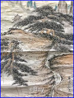 A Vintage Chinese Scroll Landscape Painting Signed Zheng Wu Chang