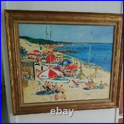 A Vintage Impressionist Beach Bikini Painting by Pierre Godet