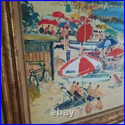 A Vintage Impressionist Beach Bikini Painting by Pierre Godet