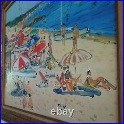 A Vintage Impressionist Beach Bikini Painting by Pierre Godet