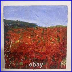 Abstract Impressionist Impasto Poppy Field Painting Framed Signed Original VTG
