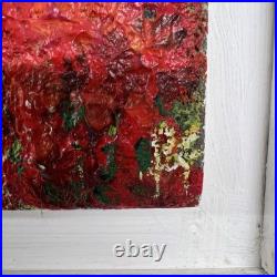 Abstract Impressionist Impasto Poppy Field Painting Framed Signed Original VTG