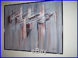 Abstract Oil Painting LEE REYNOLDS # 132919 51 x 41 VTG Signed ORIG. WithFRAME