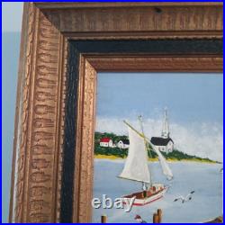 Acrylic On Board. Vintage Boardwalk Scene. Signed by listed Artist Larry Harris