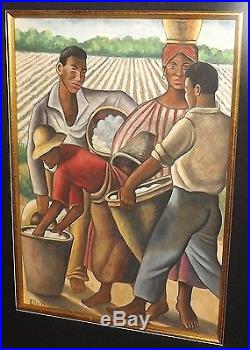 African American Ellis Wilson Original signed Painting In Period Vintage Frame