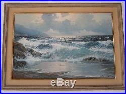 Alexander Dzigurski Painting Large Sofa Size California Coastal Seascape Vintage