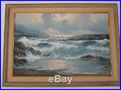 Alexander Dzigurski Painting Large Sofa Size California Coastal Seascape Vintage