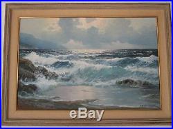 Alexander Dzigurski Painting Large Sofa Size California Coastal Seascape Vintage