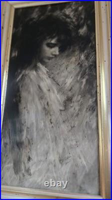 Alfred Sussi Vintage Abstract Oil Painting of Young Girl. Framed and Signed