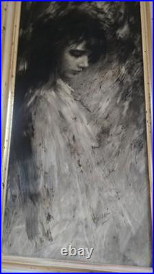 Alfred Sussi Vintage Abstract Oil Painting of Young Girl. Framed and Signed