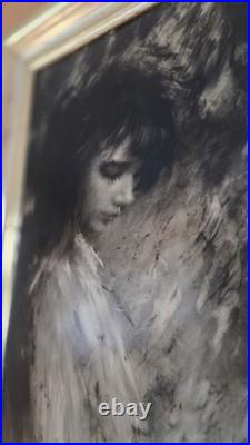 Alfred Sussi Vintage Abstract Oil Painting of Young Girl. Framed and Signed