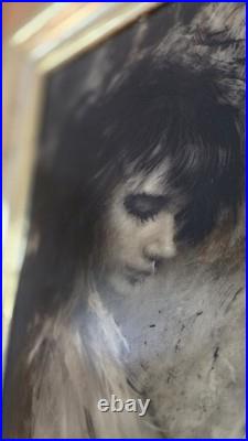 Alfred Sussi Vintage Abstract Oil Painting of Young Girl. Framed and Signed