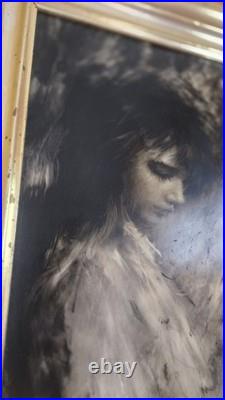 Alfred Sussi Vintage Abstract Oil Painting of Young Girl. Framed and Signed