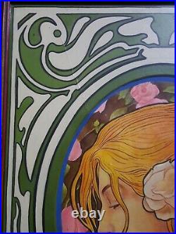 Alphonse Mucha, painting, vintage, rare, with frame