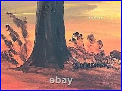 Amazing vintage original oil painting landscape sunset signed Burdick framed