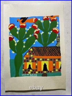 Amos Ferguson Painting on paper (Handmade) signed and stamped mixed media vtg