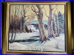 Annette Meckes (1916-2007) Winter Landscape Scene Oil Painting Signed/Framed
