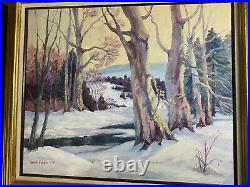 Annette Meckes (1916-2007) Winter Landscape Scene Oil Painting Signed/Framed