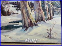 Annette Meckes (1916-2007) Winter Landscape Scene Oil Painting Signed/Framed