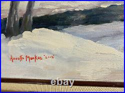 Annette Meckes (1916-2007) Winter Landscape Scene Oil Painting Signed/Framed