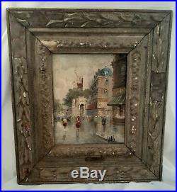 Antique ANTONIO DeVITY Signed OIL PAINTING ON CANVAS Street Scene VINTAGE c30's