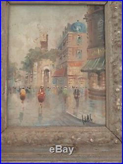 Antique ANTONIO DeVITY Signed OIL PAINTING ON CANVAS Street Scene VINTAGE c30's