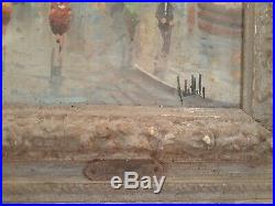 Antique ANTONIO DeVITY Signed OIL PAINTING ON CANVAS Street Scene VINTAGE c30's