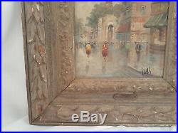 Antique ANTONIO DeVITY Signed OIL PAINTING ON CANVAS Street Scene VINTAGE c30's