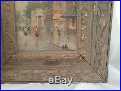 Antique ANTONIO DeVITY Signed OIL PAINTING ON CANVAS Street Scene VINTAGE c30's