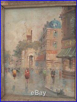 Antique ANTONIO DeVITY Signed OIL PAINTING ON CANVAS Street Scene VINTAGE c30's