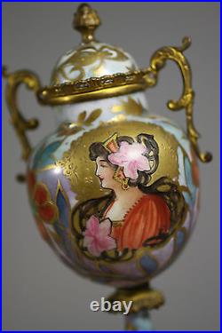 Antique Art nouveau Hand painted Sevres Urn with cover signed